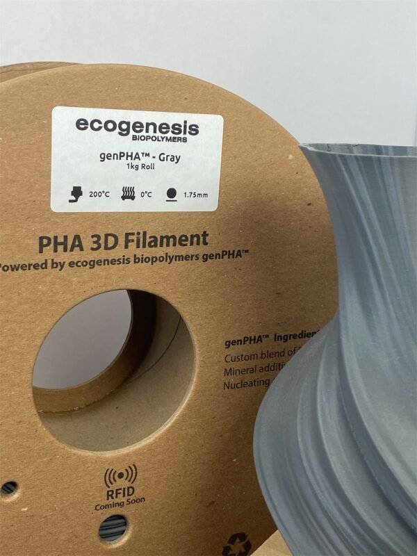 genPHA™ 3D FDM Filament, 1kg, 1.75mm – Gray - ecogenesis biopolymers
